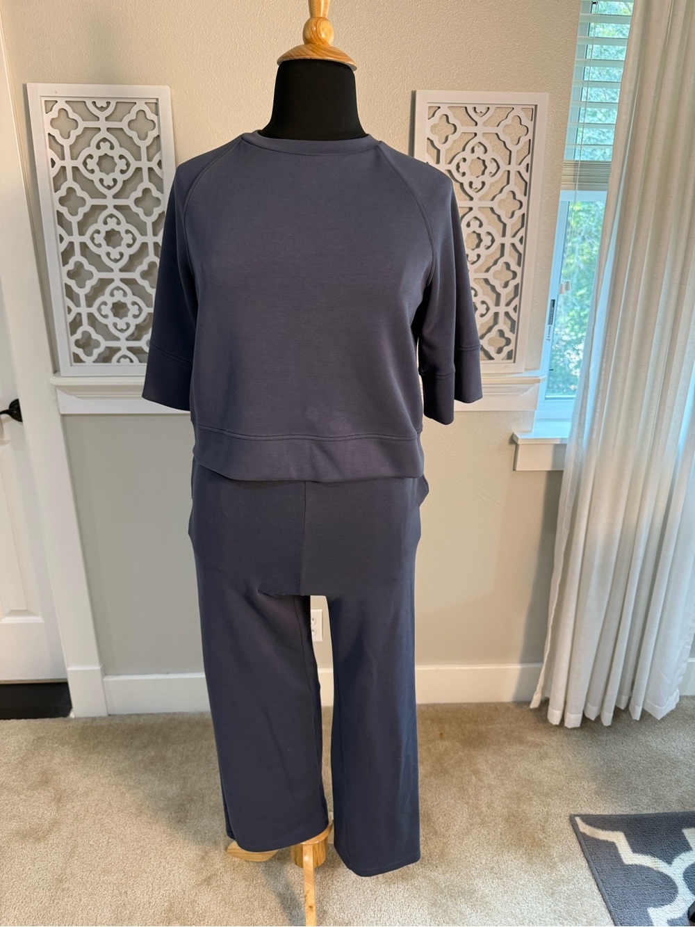Blue Gray Lounge Top & Pants Set